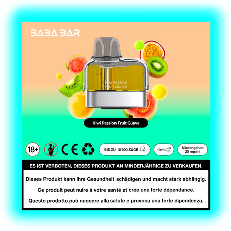 Baba Bar Pod Kiwi Passion Fruit Guava 10ml 20mg/ml