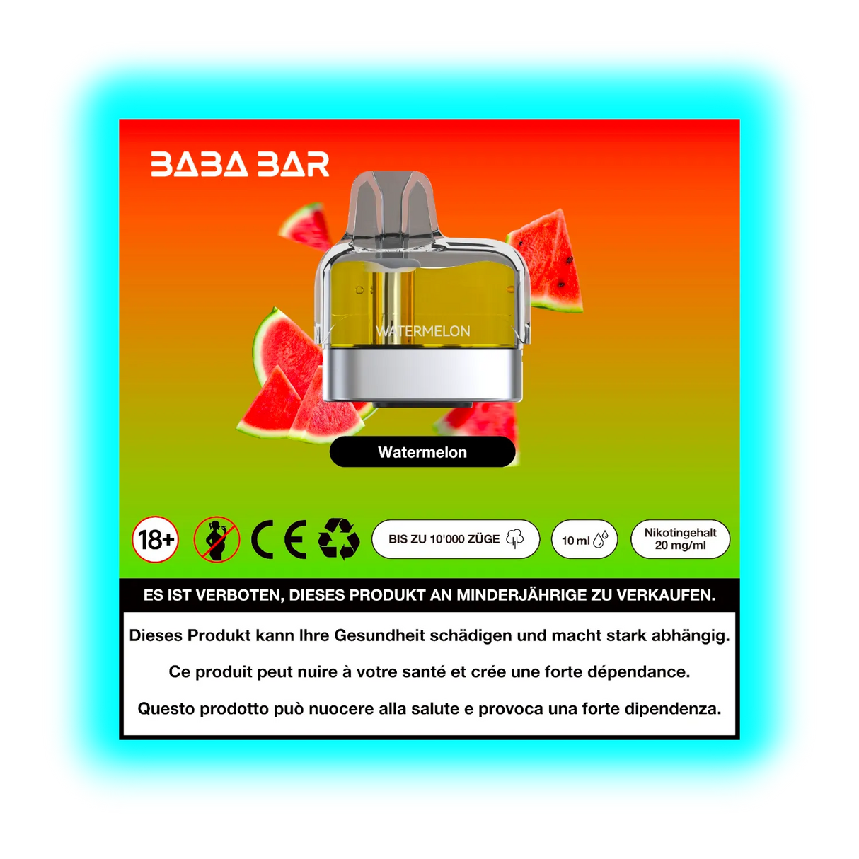 Baba Bar Pod Watermelon 10ml 20mg/ml