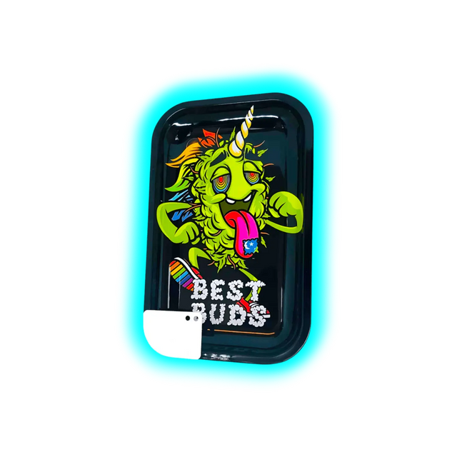 Best Buds Rolling Tray M LSD with Magnetic Grinder Card 175 x 275mm