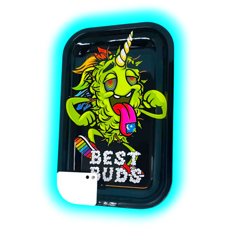 Best Buds Rolling Tray M LSD with Magnetic Grinder Card 175 x 275mm