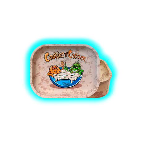 Best Buds Thin Box Rolling Tray with Storage Cookies and Cream