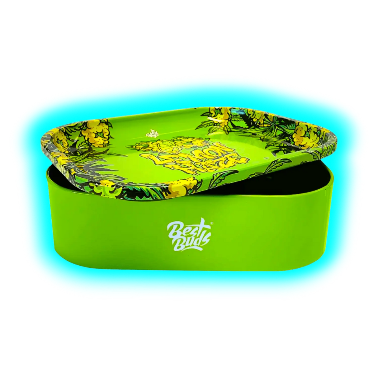 Best Buds Thin Box Rolling Tray with Storage Lemon Haze