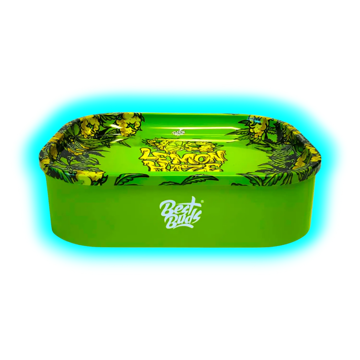 Best Buds Thin Box Rolling Tray with Storage Lemon Haze