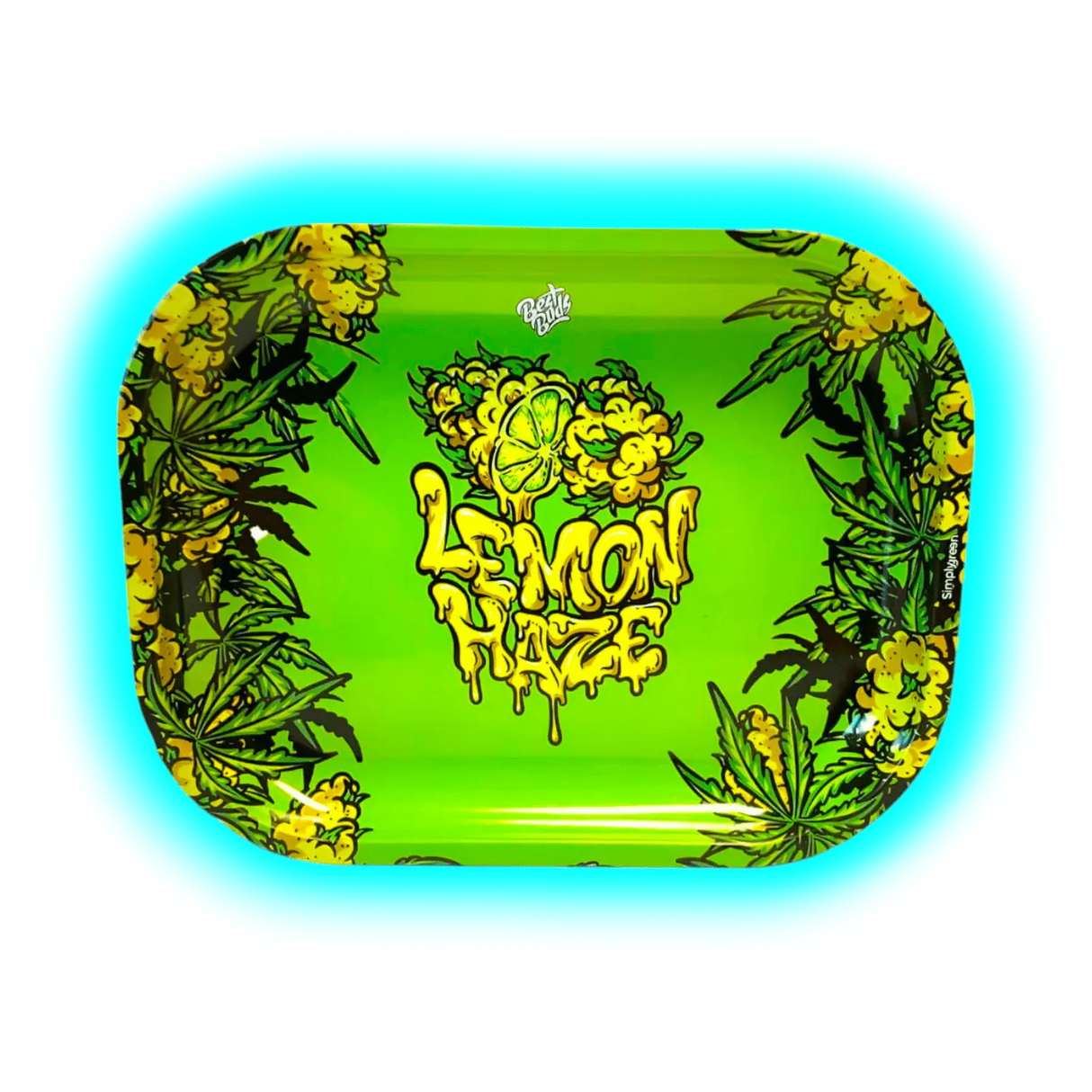 Best Buds Thin Box Rolling Tray with Storage Lemon Haze