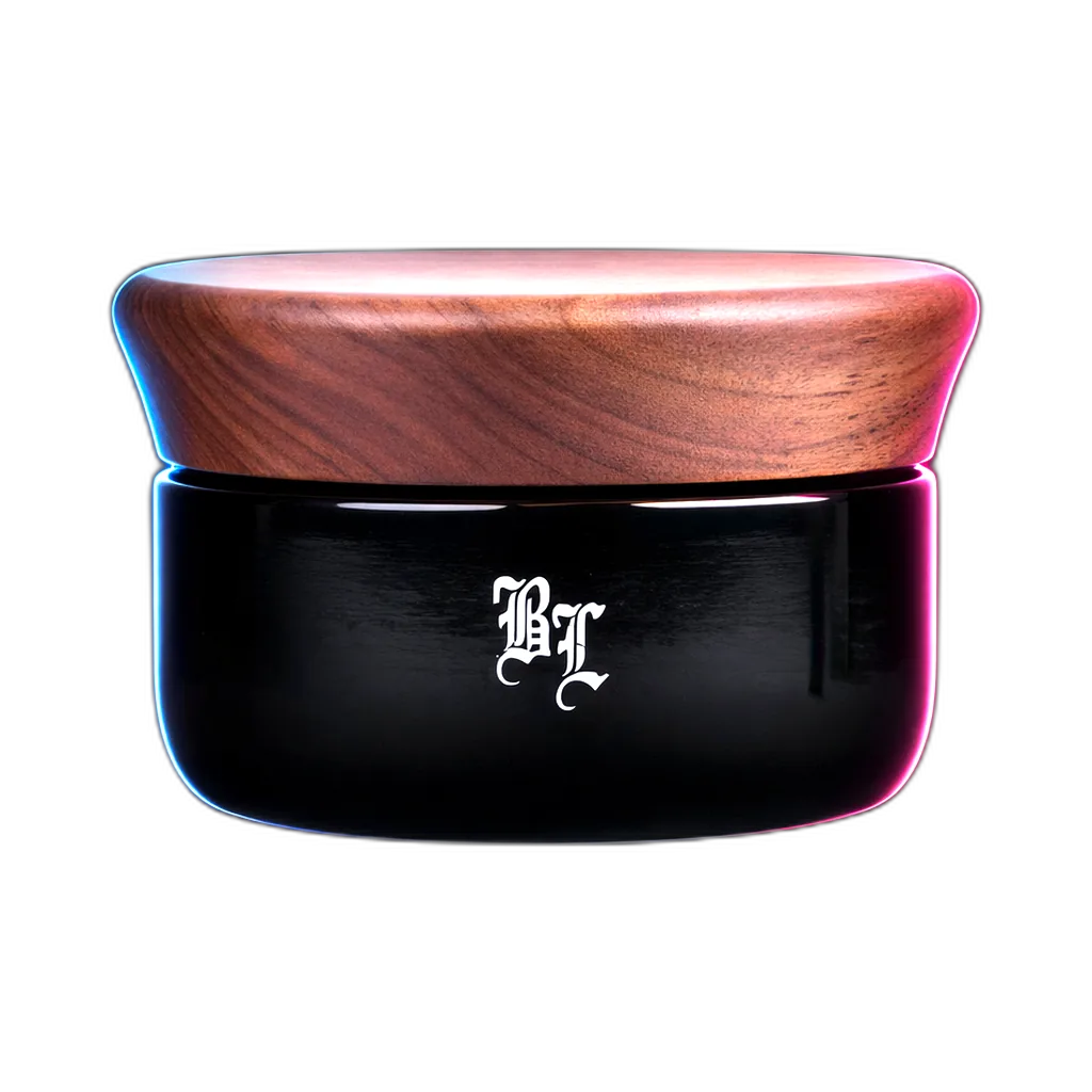 Black Leaf Alu Grinder 4 Parts Wood and Violet Glass von der Seite gesehen (Seitenansicht)