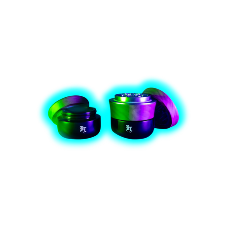 Black Leaf Alu Grinder 4 Parts Wood and Violet Glass