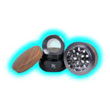 Black Leaf Alu Grinder 4 Parts Wood and Violet Glass