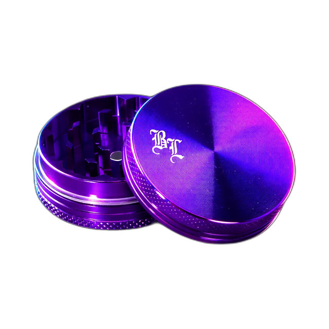 Black Leaf Aluminium Grinder 2 Part Anodized Aubergine