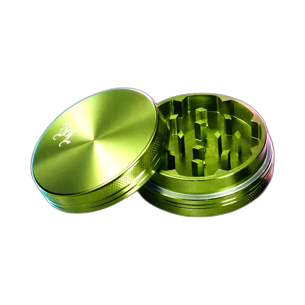 Black Leaf Aluminium Grinder 2 Part Anodized Green