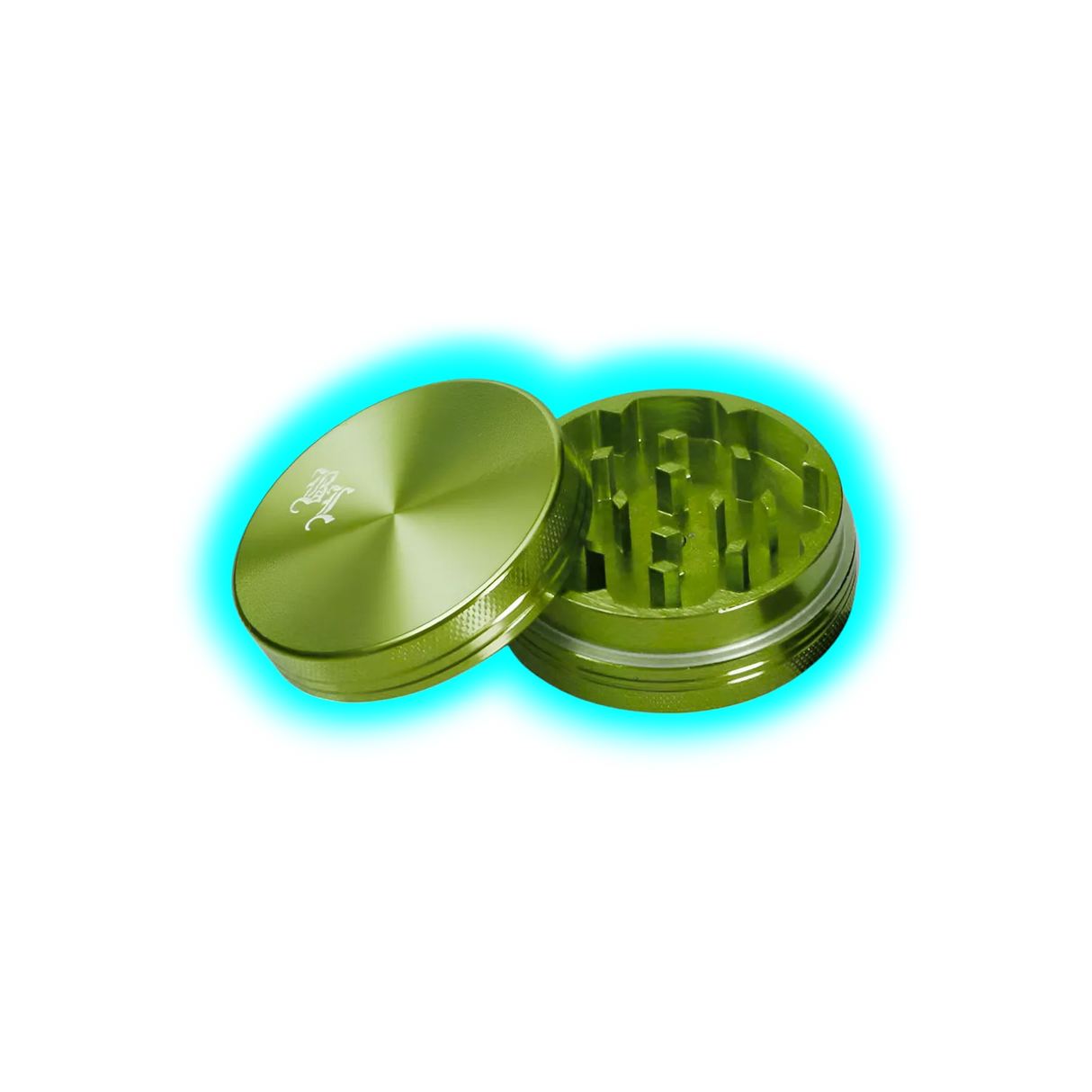 Black Leaf Aluminium Grinder 2 Part Anodized Green