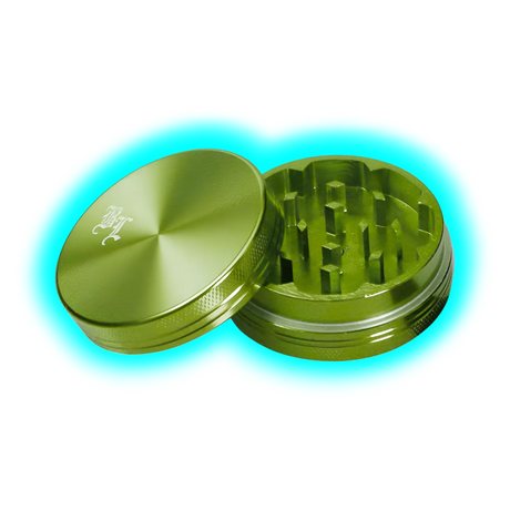 Black Leaf Aluminium Grinder 2 Part Anodized Green