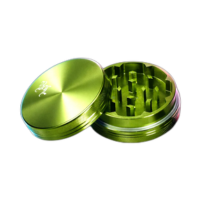 Black Leaf Aluminium Grinder 2 Part Anodized Green