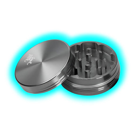 Black Leaf Aluminium Grinder 2 Part Anodized Grey