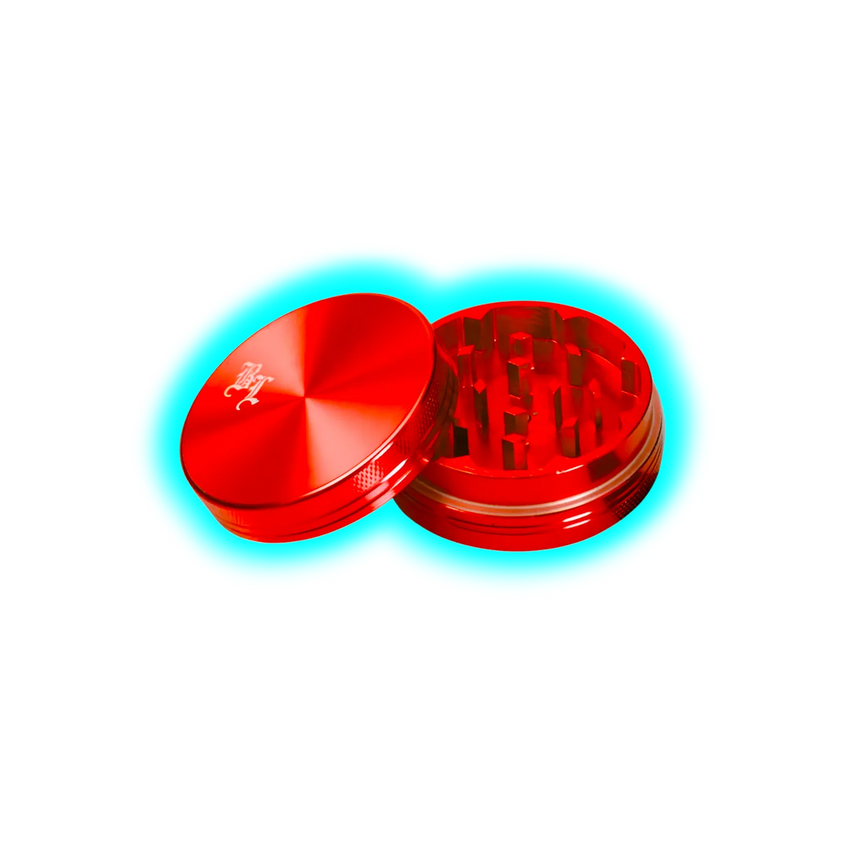 Black Leaf Aluminium Grinder 2 Part Anodized Red