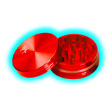 Black Leaf Aluminium Grinder 2 Part Anodized Red