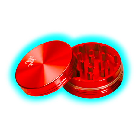 Black Leaf Aluminium Grinder 2 Part Anodized Red