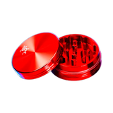 Black Leaf Aluminium Grinder 2 Part Anodized Red