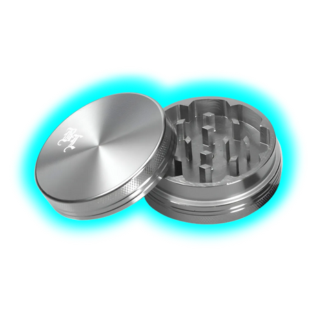 Black Leaf Aluminium Grinder 2 Part Anodized Silver
