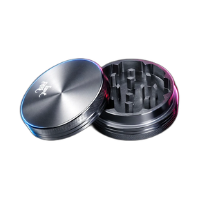 Black Leaf Aluminium Grinder 2 Part Anodized Silver