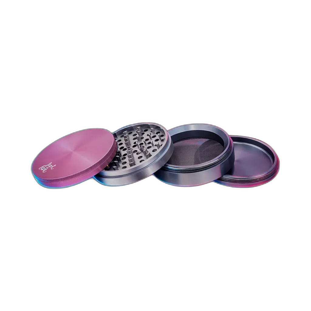 Black Leaf Aluminium Grinder 4 Parts 108mm in der Frontansicht