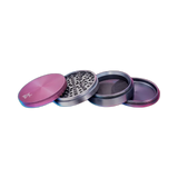 Black Leaf Aluminium Grinder 4 Parts 108mm in der Frontansicht