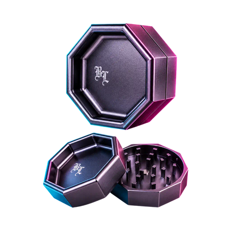Black Leaf Aluminium Grinder Oktagon Titan Grey 2 Parts