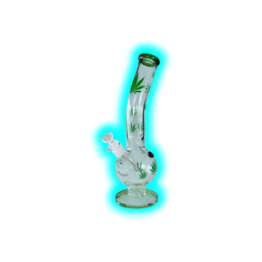 Black Leaf Belly Ice Bong Curved Green Leaves