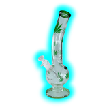 Black Leaf Belly Ice Bong Curved Green Leaves