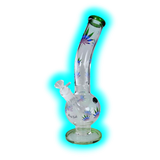 Black Leaf Belly Ice Bong Curved Green Purple Leaves