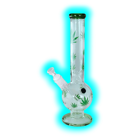 Black Leaf Belly Ice Bong Green Leaves