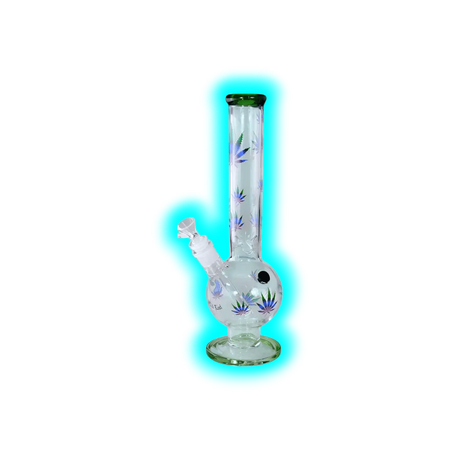 Black Leaf Belly Ice Bong Green Purple Leaves