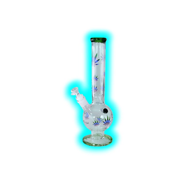 Black Leaf Belly Ice Bong Green Purple Leaves