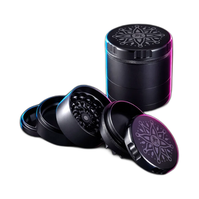 Black Leaf CNC Flower Grinder 5parts Black 62mm