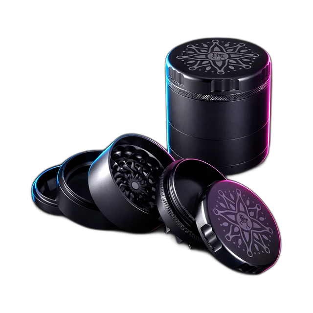Black Leaf CNC Flower Grinder 5parts Black 62mm