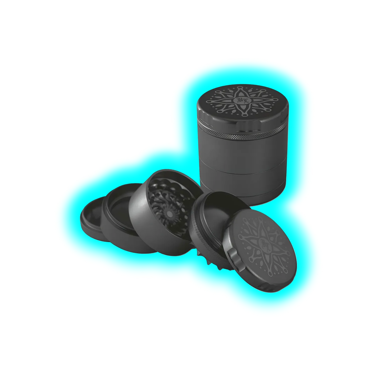 Black Leaf CNC Flower Grinder 5parts Black