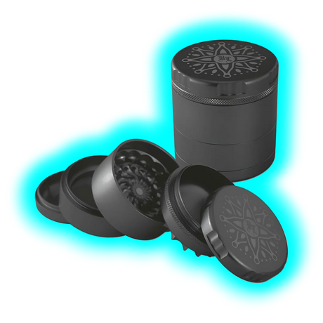 Black Leaf CNC Flower Grinder 5parts Black