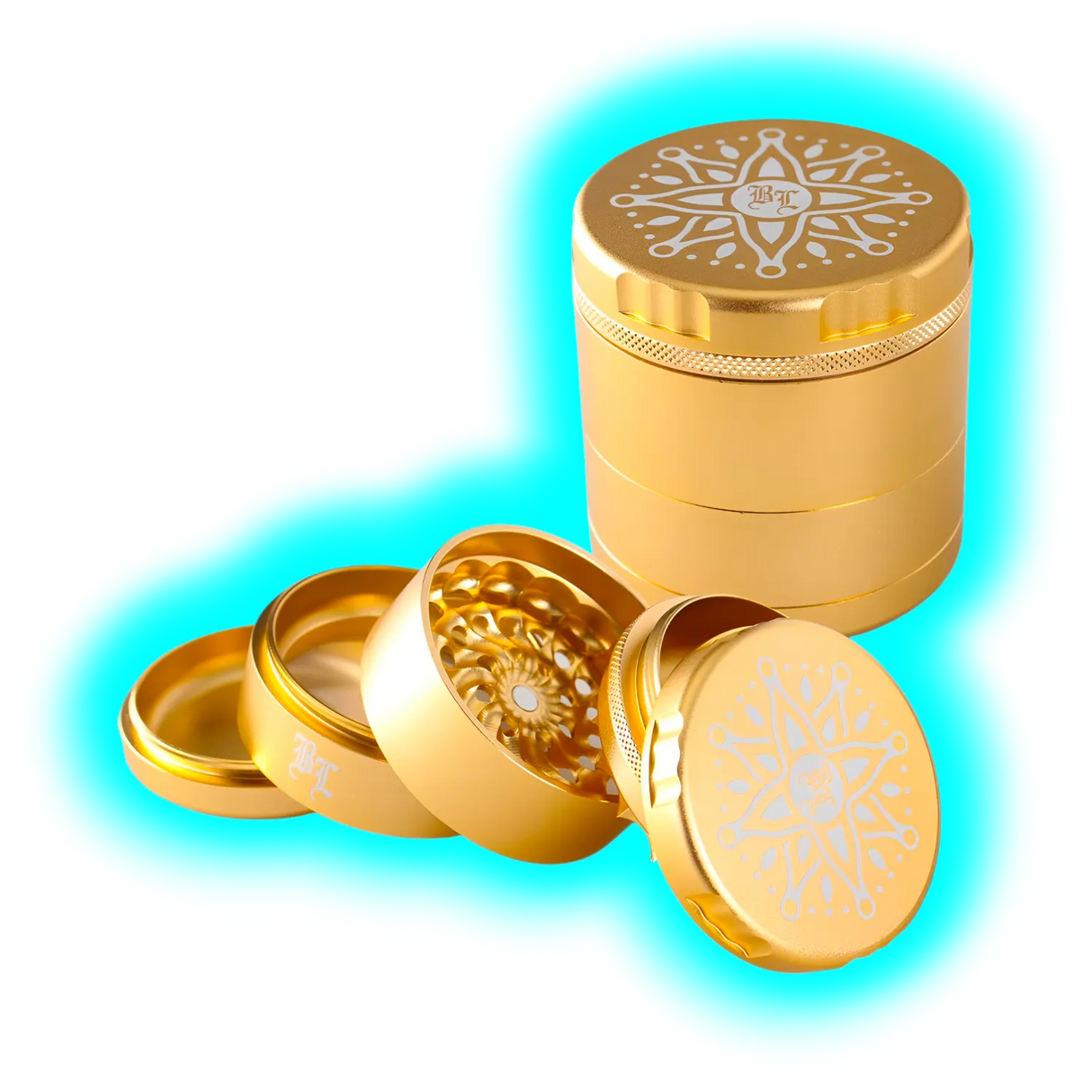 Black Leaf CNC Flower Grinder 5 parti Oro 62mm