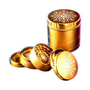 Black Leaf CNC Flower Grinder 5parts Golden 50mm