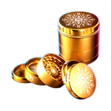 Black Leaf CNC Flower Grinder 5parts Golden 50mm