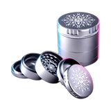 Black Leaf CNC Flower Grinder 5parts Silver