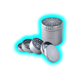 Black Leaf CNC Flower Grinder 5parts Silver