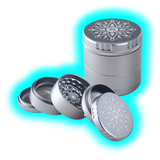 Black Leaf CNC Flower Grinder 5parts Silver