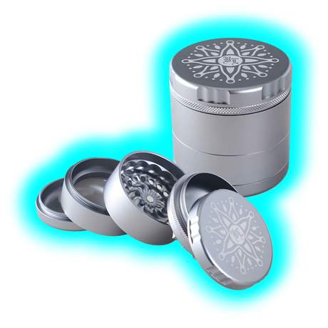 Black Leaf CNC Flower Grinder 5parts Silver