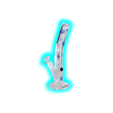 Black Leaf Ice Bong Curved Green Purple Leaves