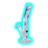 Black Leaf Ice Bong Curved Green Purple Leaves