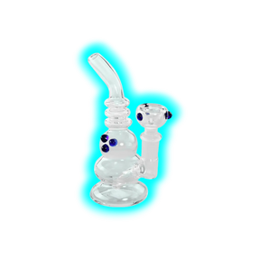 Black Leaf Mini-Bubbler Bong 15cm Clear Blue