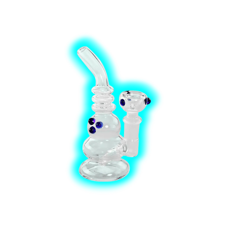 Black Leaf Mini-Bubbler Bong 15cm Clear Blue