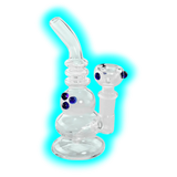Black Leaf Mini-Bubbler Bong 15cm Clear Blue