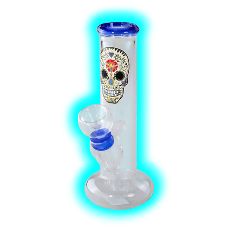 Black Leaf Mini Glass Bong Skull 14.2cm