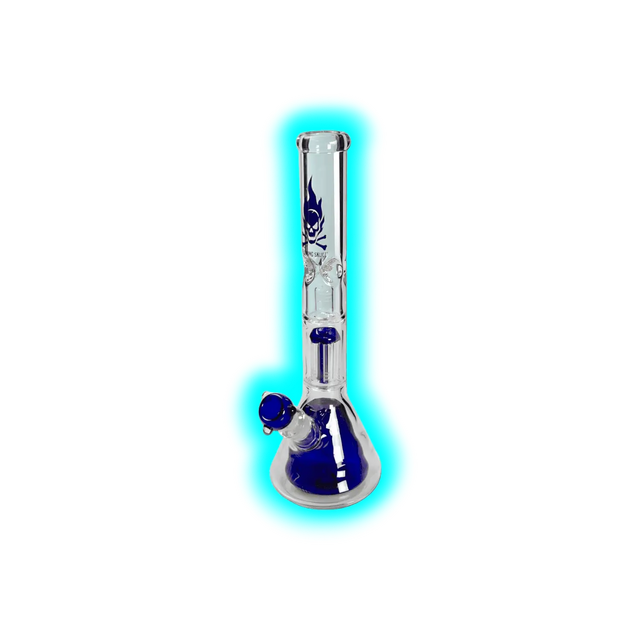 Black Leaf Percolator Flamming Skull Beaker Blau